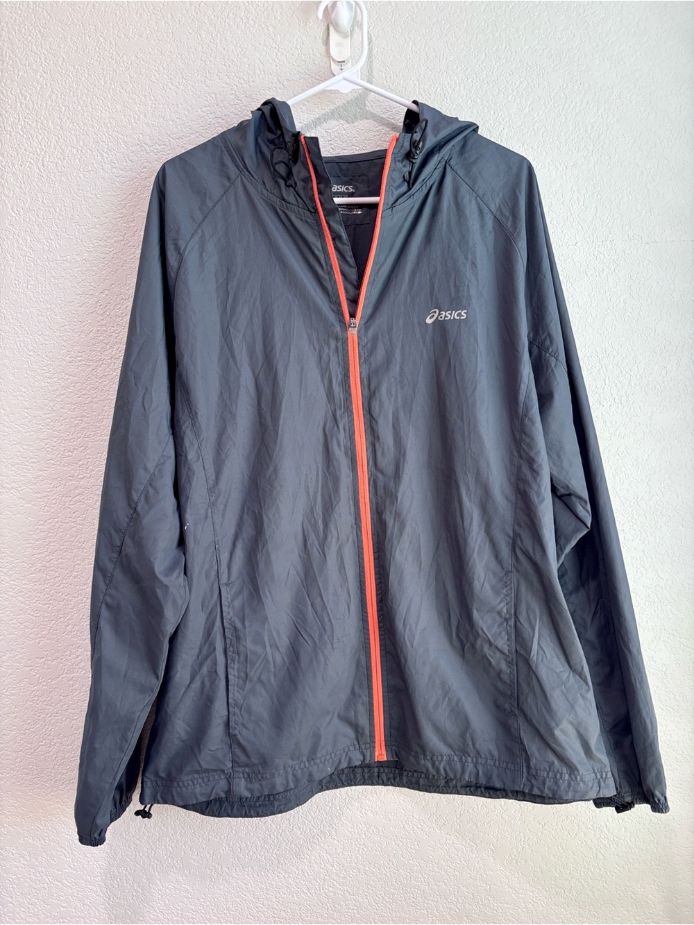 Men’s Asics Gray Full Zip Up Windbreaker Jacket Medium